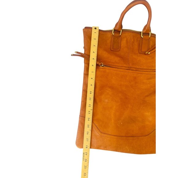 Sabina NY Leather Fold Over Crossbody Bag With Adjustable Strap Cognac - Picture 8 of 10